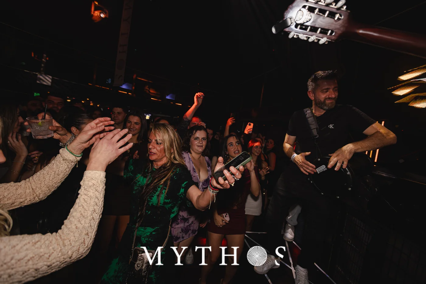 Live bouzouki among the crowd at MYTHOS, AURA, 22 August 2025