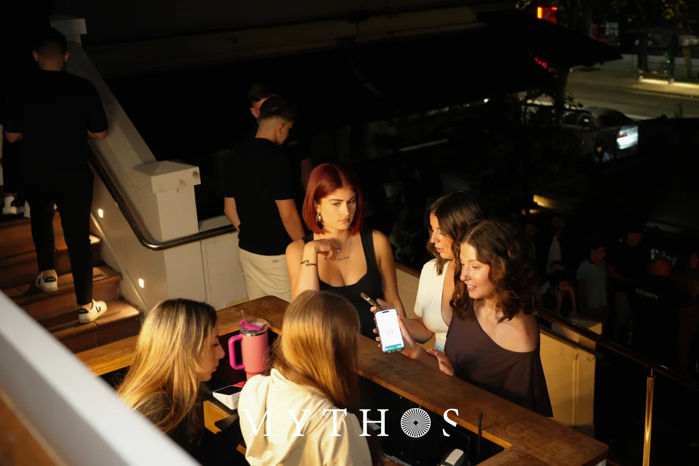 DJ booth and guests at MYTHOS, PELICANO, 29 May 2026
