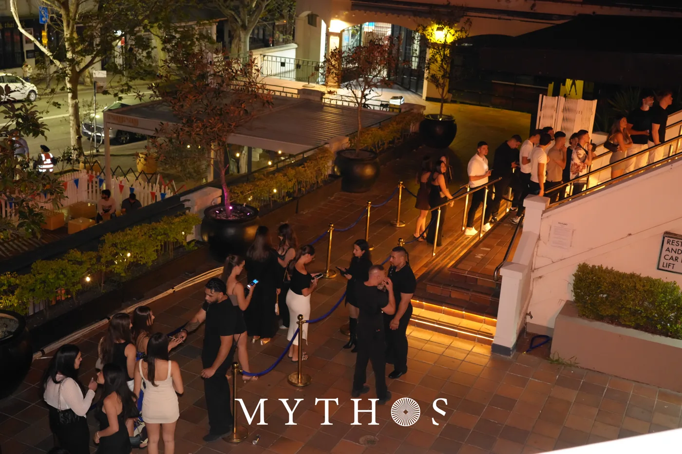 Outside PELICANO on event night at MYTHOS, PELICANO, 19 September 2026